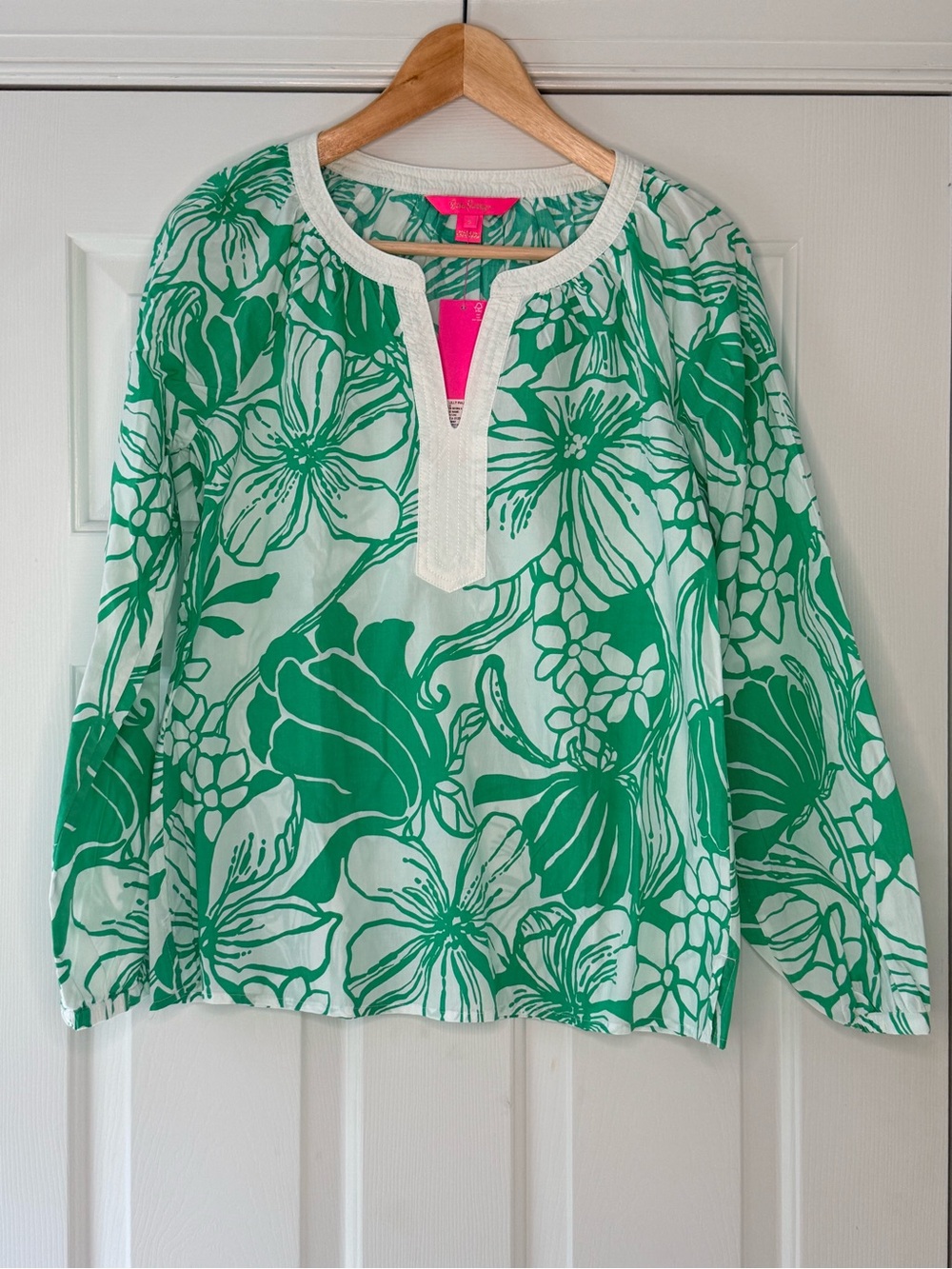 Lilly Pulitzer Green and White Floral Camryn Tunic Size Small